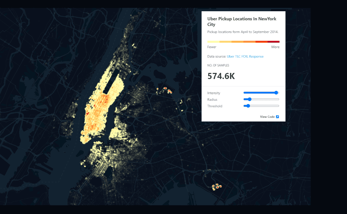 Heatmap Layer data visualization